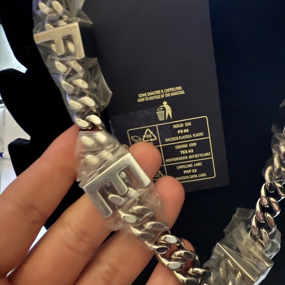 Fendi NWT size 65 belt (or necklace) in silver metal tone with letters $1150msrp main image 5